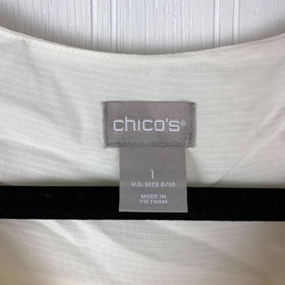 Chico's Cream Button Up‎ Blouse Lace Detail size 8/10 - Picture 6 of 6